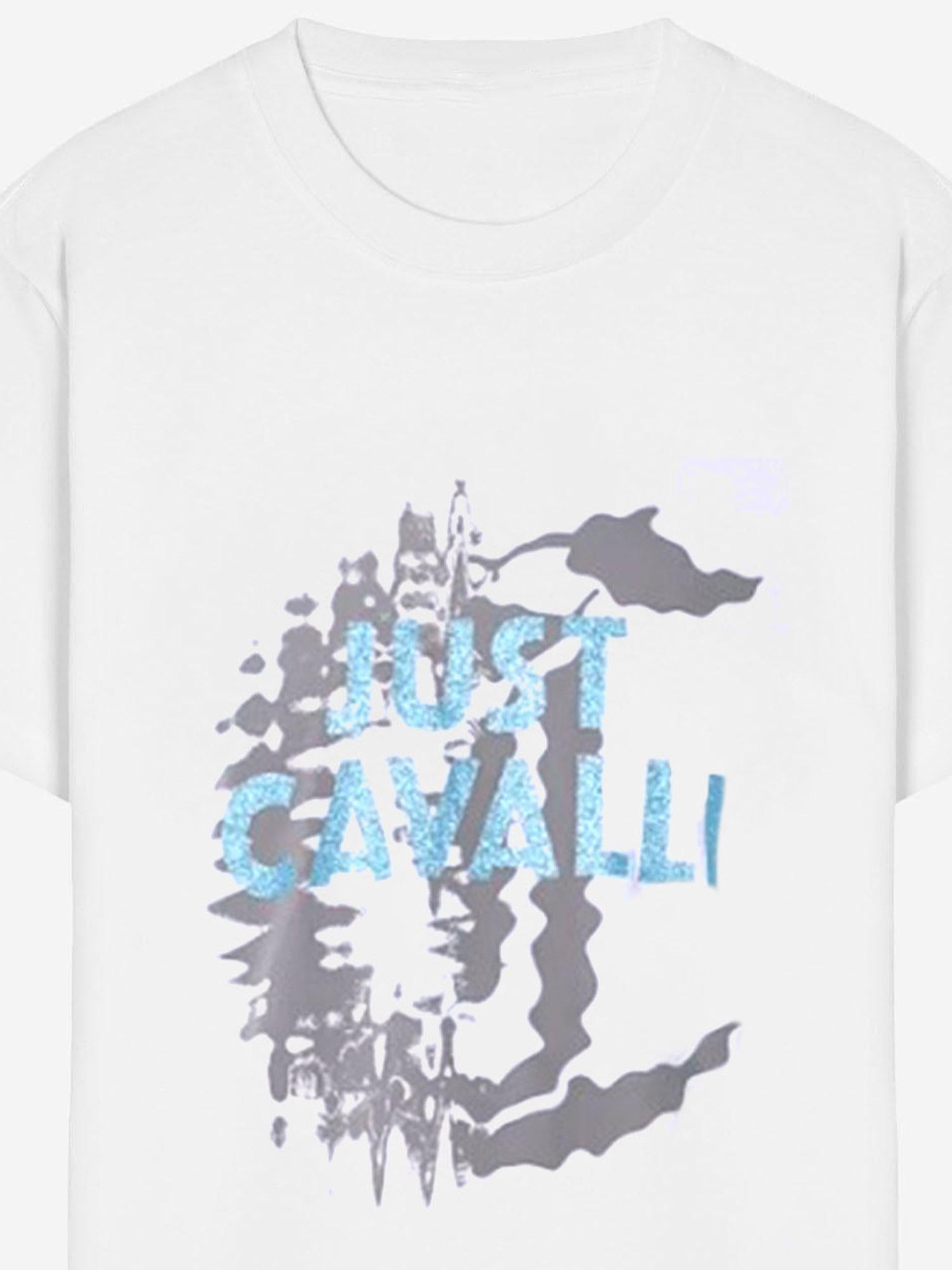 T-SHIRT IN COTONE CON STAMPA LOGO 80OAHE27 CJ110003 JUST CAVALLI 