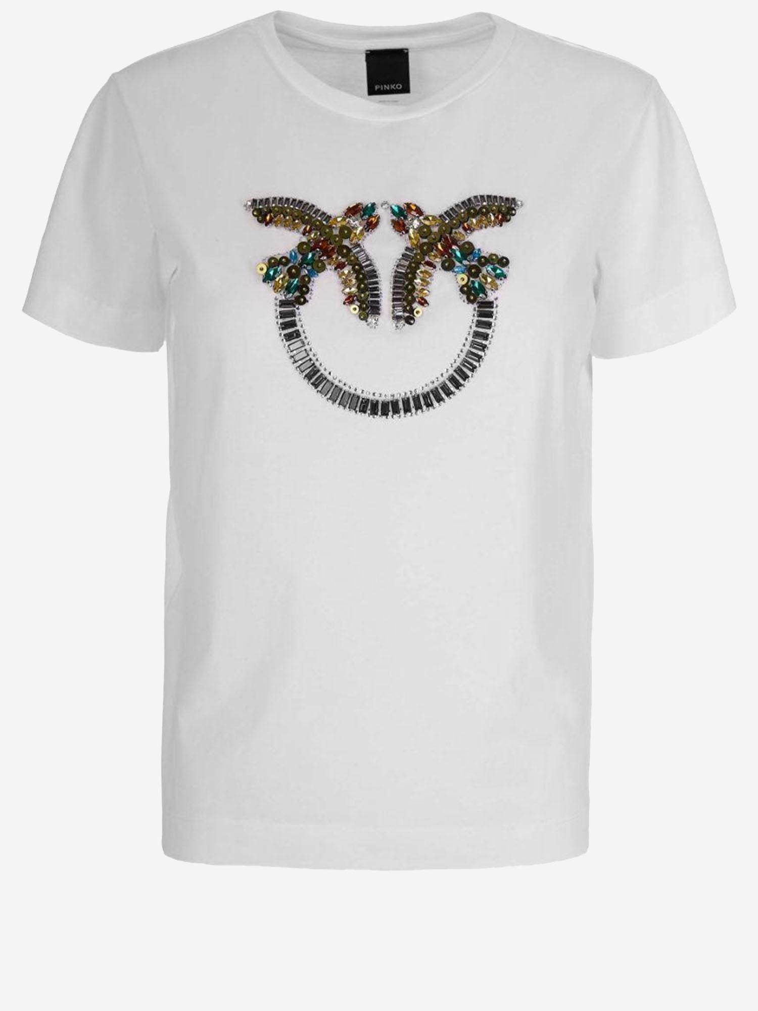 T-SHIRT IN COTONE CON RICAMO APPLICATO 100535 A33FZ05 PINKO 