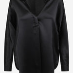 CAMICIA IN SETA CON SCOLLO A V VR84511926 001BLK VINCE 