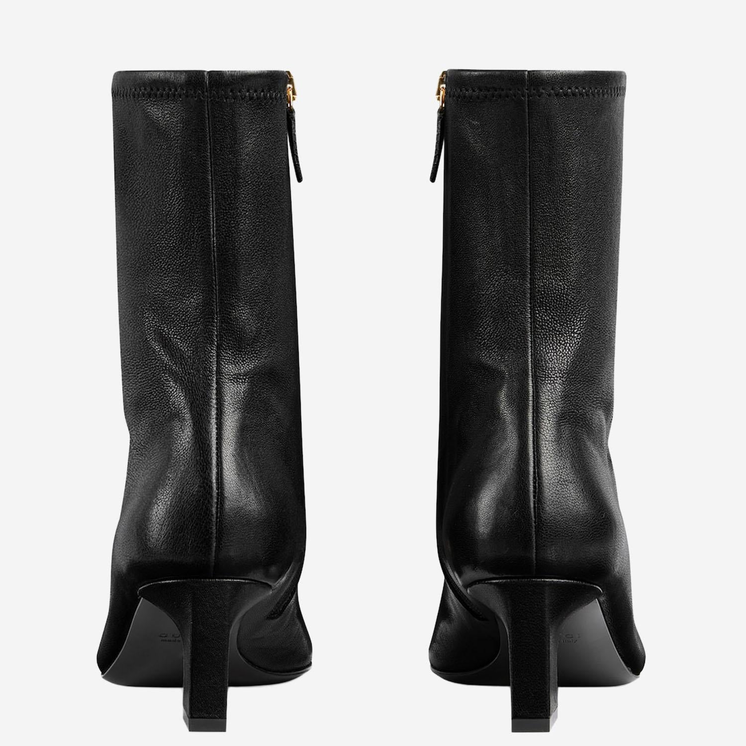 STIVALETTI IN PELLE CON MORSETTO 865405 AAGGW1000 GUCCI 