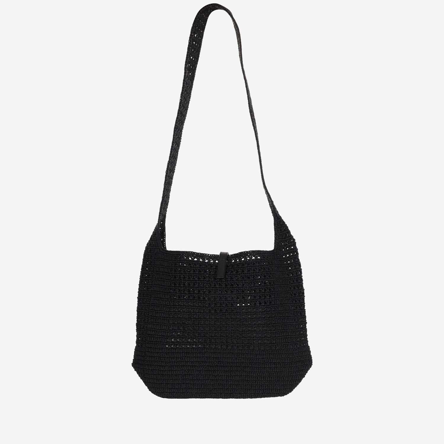 TOTE BAG LE 5 À 7 MEDIA IN RAFIA LAVORATA A UNCINETTO 778827 GAAEN1000 SAINT LAURENT 