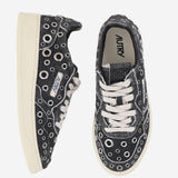 SNEAKERS IN CAMOSCIO CON OCCHIELLI METALLICI AULWTF01 SUEHOLBLKSILV AUTRY 