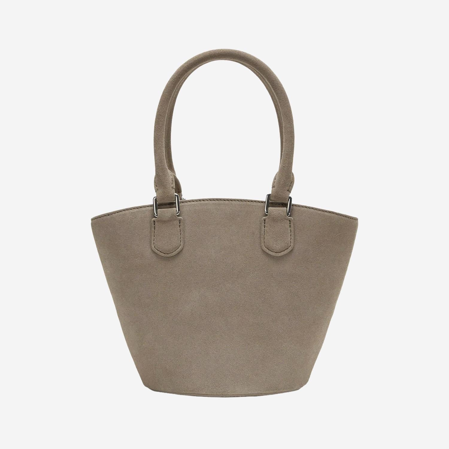 BORSA IN PELLE SCAMOSCIATA CON CIONDOLI PF25314BGR GREY SELF PORTRAIT 