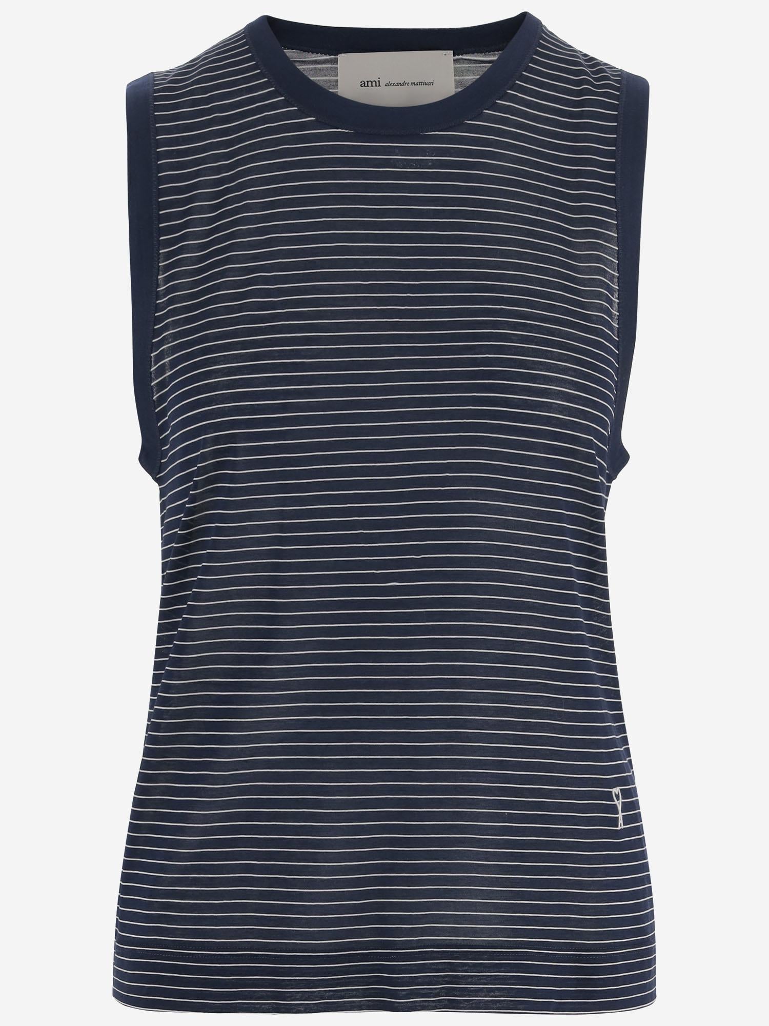 TOP IN COTONE CON MOTIVO A RIGHE FTP818JE0212 A044 AMI 