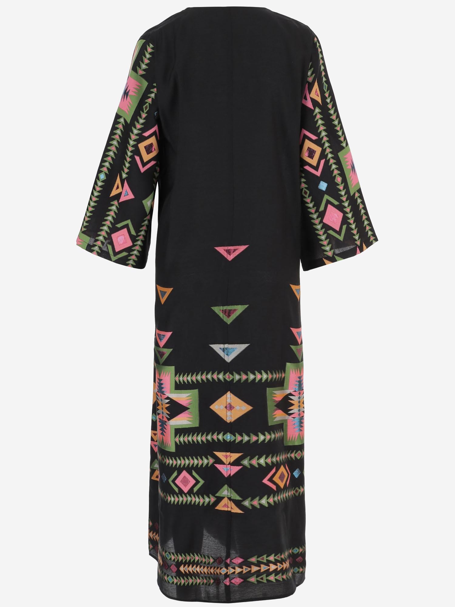 Abito lungo fantasia in tessuto 15107 N271BLACK NEMA 