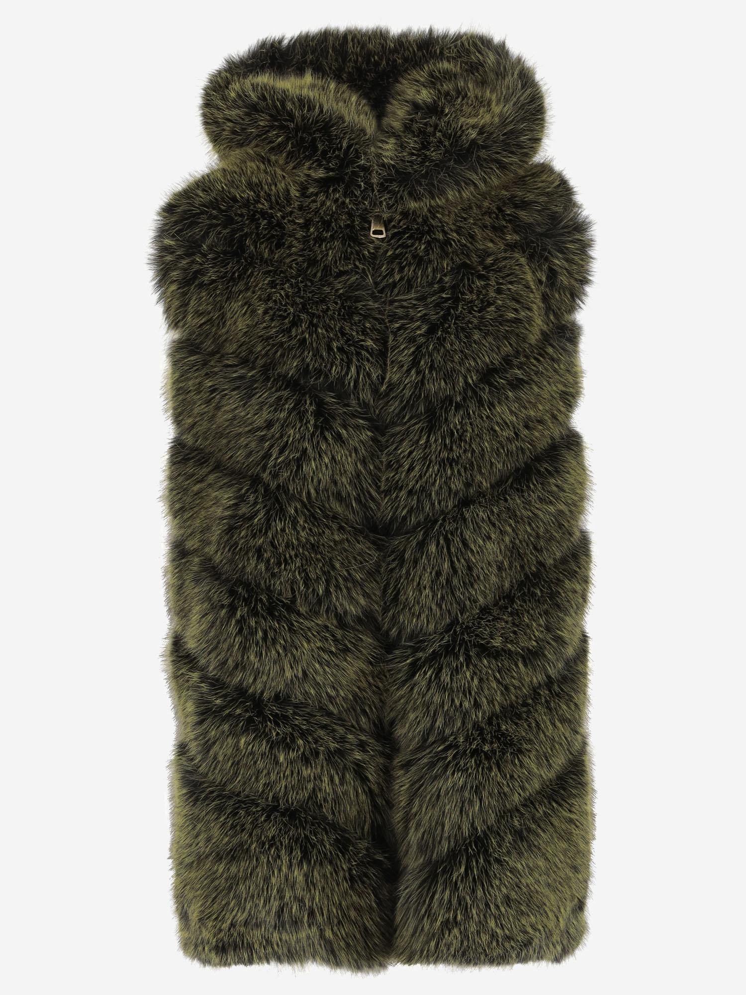 GILET CON CAPPUCCIO IN PELLICCIA SINTETICA TH06 FFX013 UNCOMMON 