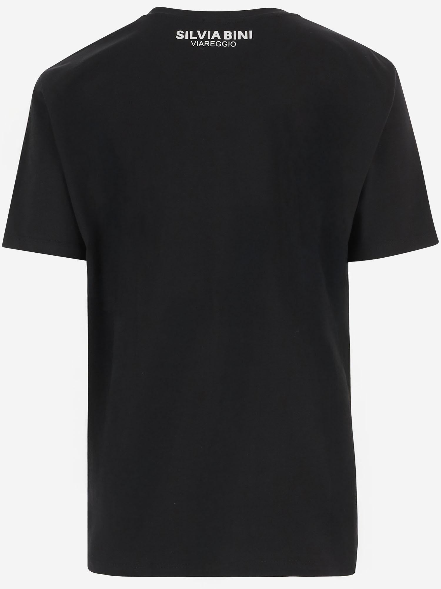 T-SHIRT FOLLOWING YONDER STAR <BR/>IN COTONE STRETCH NERO WHITE BINI SILVIA 