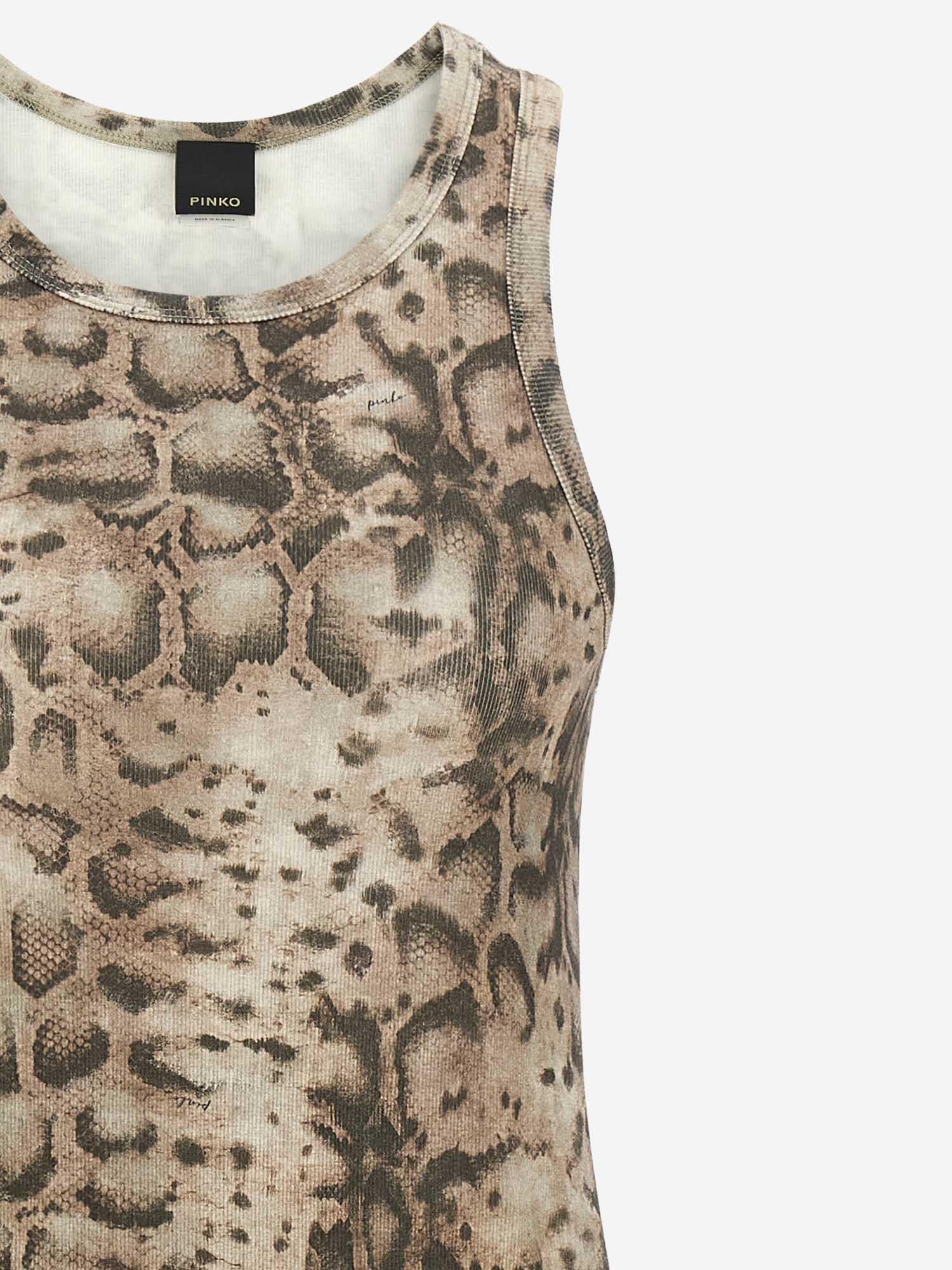 Abito in cotone stretch con motivo animalier 106993 A3DPCZ9 PINKO 