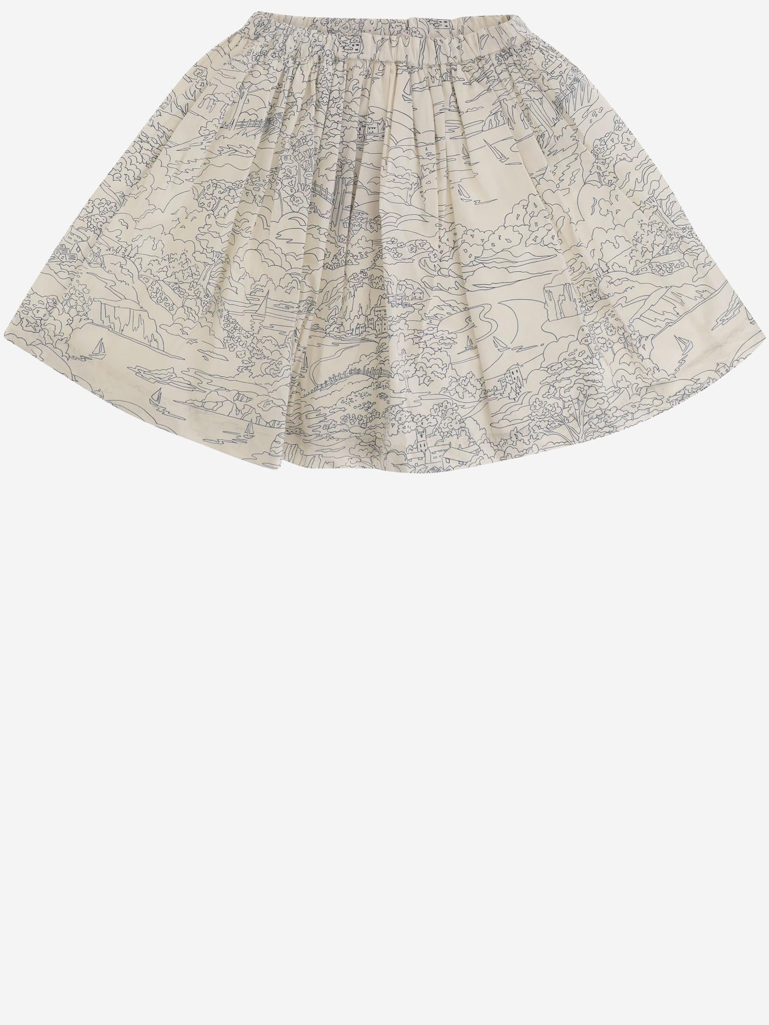 GONNA IN COTONE CON STAMPA ILLUSTRATA S06GSKW00014 677 BONPOINT KIDS 