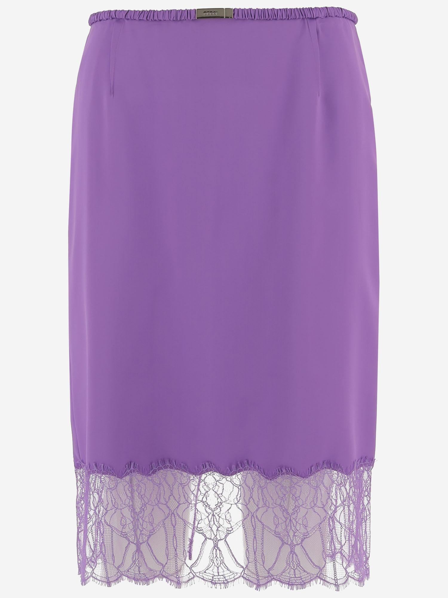 GONNA IN VISCOSA CON INSERTO IN PIZZO 846202 ZATWW5007 GUCCI 