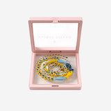 Collana in tessuto e perle di vetro FISHGLASSBEAD YELLOWBLUE SORBET ISLAND 