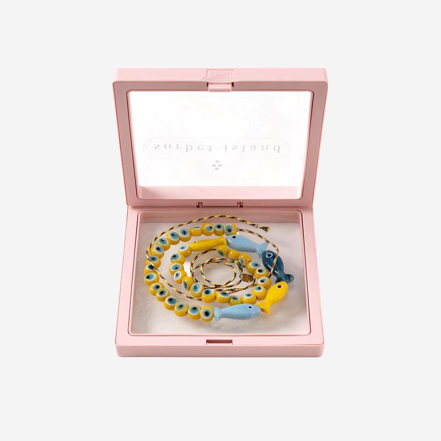 Collana in tessuto e perle di vetro FISHGLASSBEAD YELLOWBLUE SORBET ISLAND 