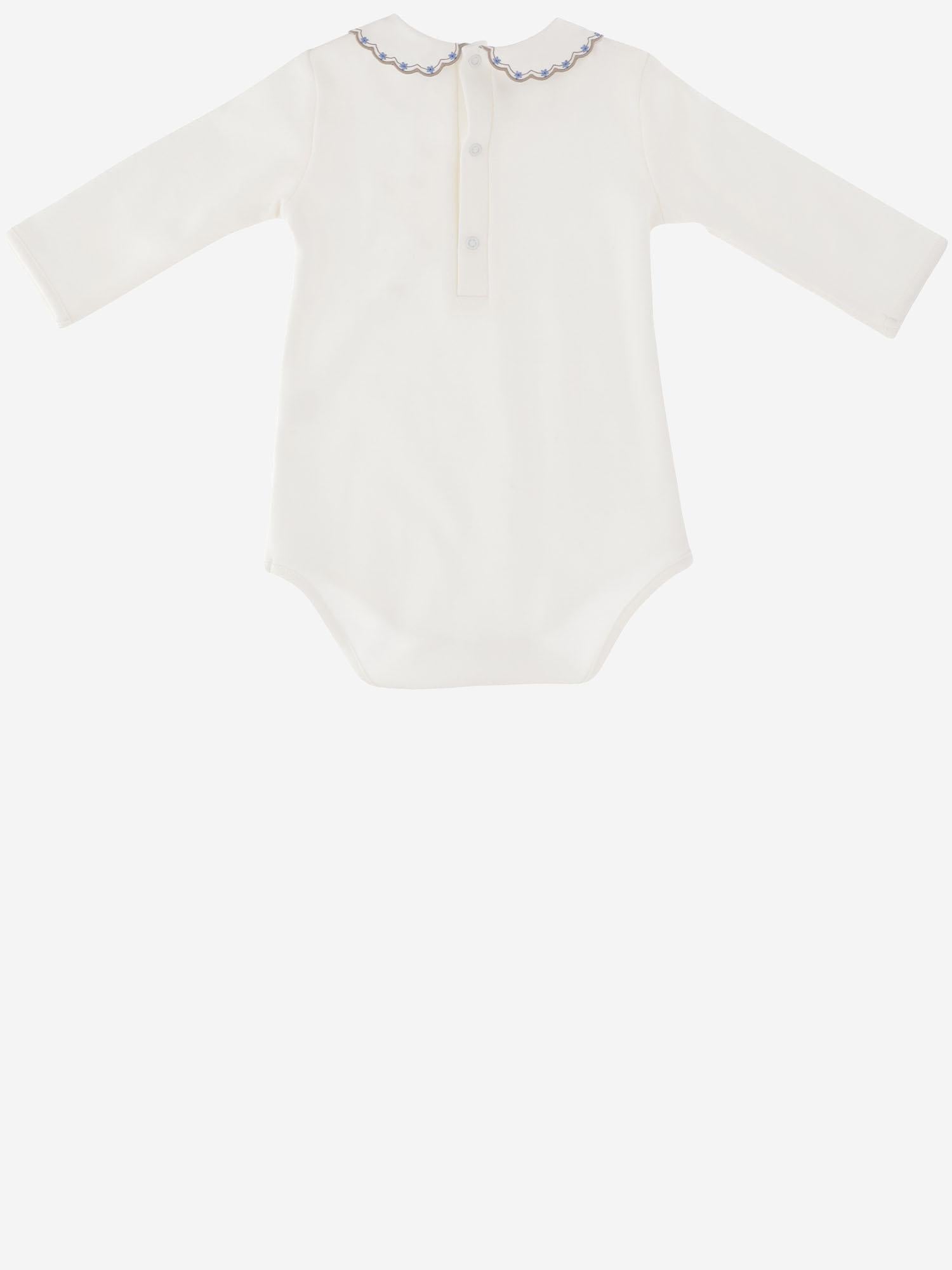 BODY IN COTONE CON COLLETTO RICAMATO BODY BEIGECELESTE NICOLETTA FANNA KIDS 