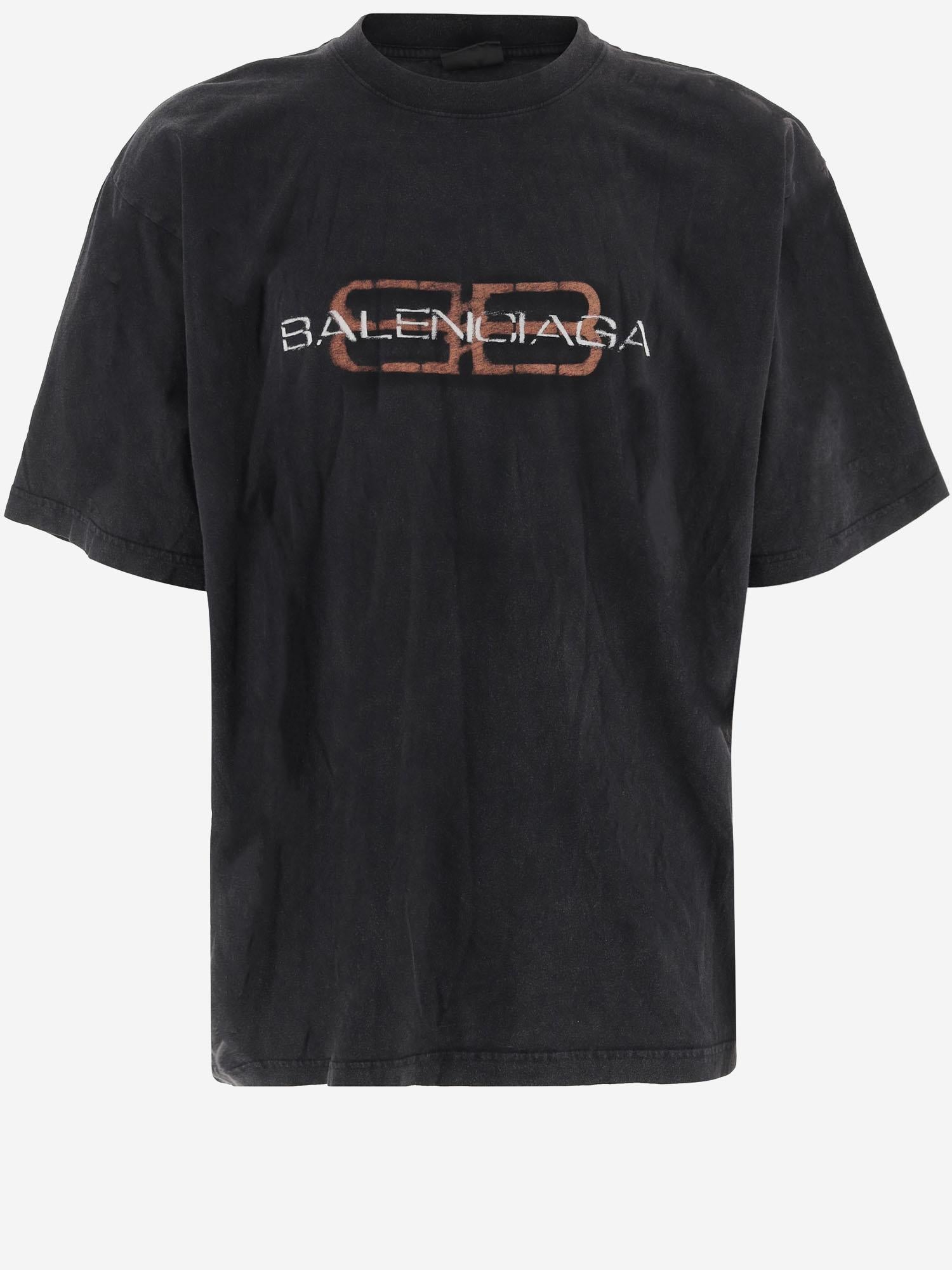 T-SHIRT IN COTONE CON LOGO 764235 TTVD61041 BALENCIAGA 