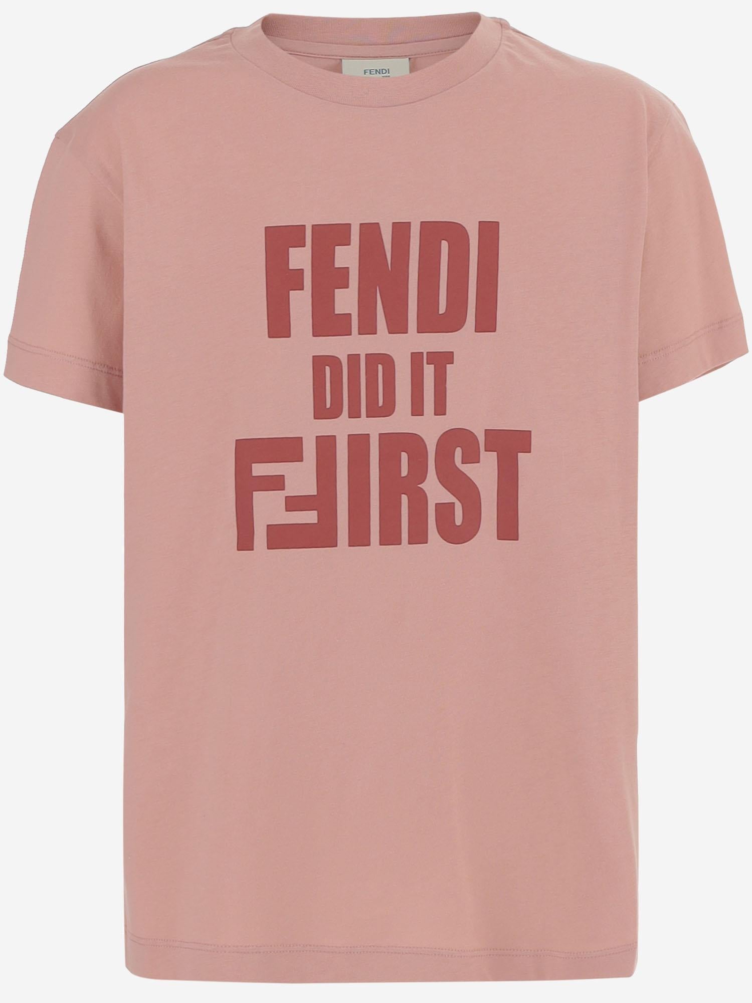 T-SHIRT IN COTONE CON LOGO JUI199 7AJF1T6P FENDI KIDS 