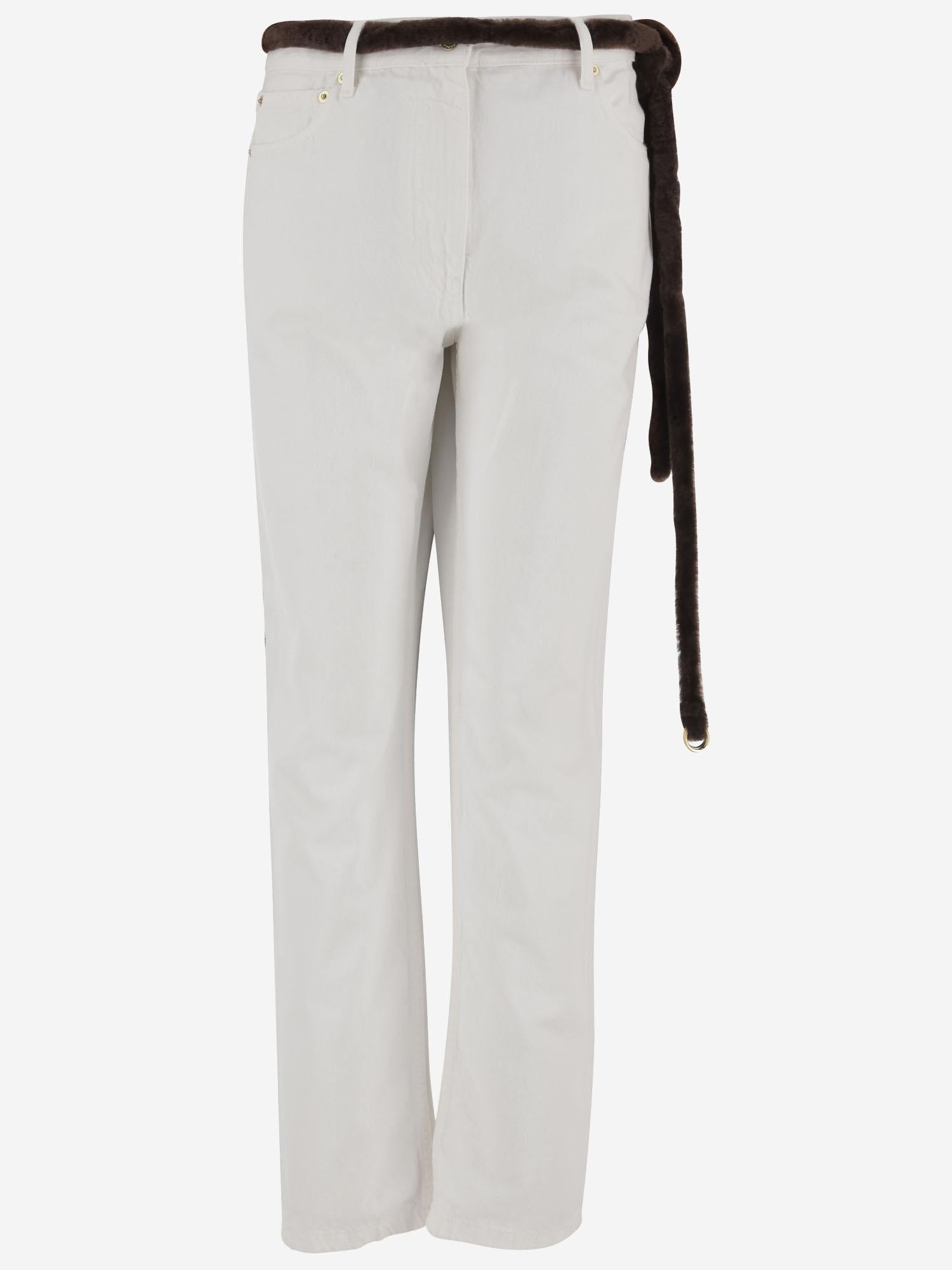 PANTALONI NAOMI IN COTONE CON CINTURA IN PELLICCIA WTR38S DWB01W008W008 DARKPARK 