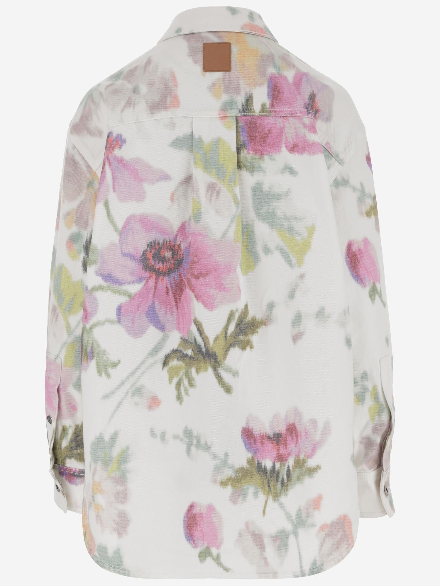 CAMICIA IN DENIM DI COTONE CON MOTIVO FLOREALE S359Y50XA0 2102 LOEWE 