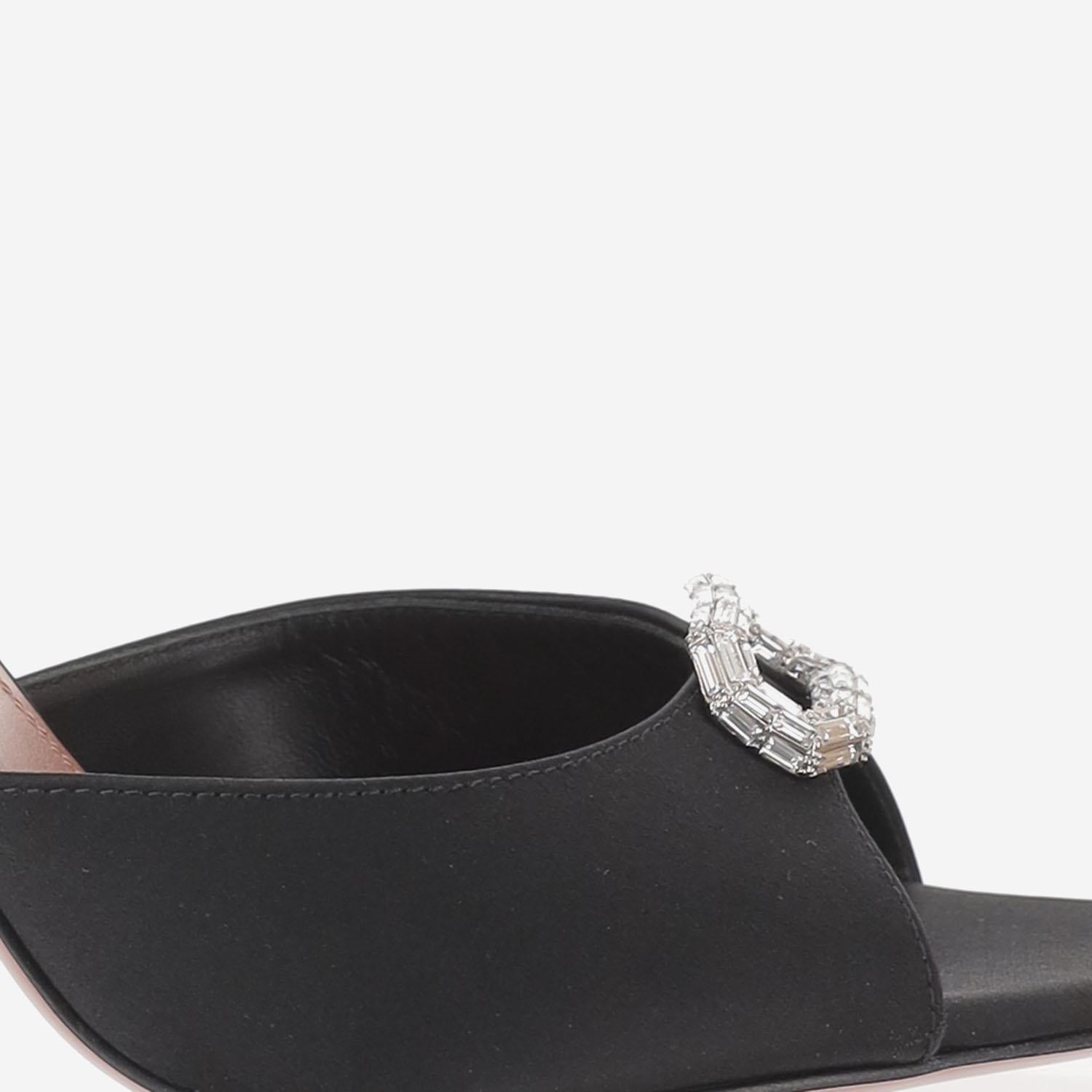 DÉCOLLETÉ MINI CAMELIA IN RASO MINICAMELIASLIPPER 95BLACKWHITE AMINA MUADDI 
