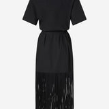 Abito chemisier in cotone con frange e dettagli metallici 106827 A2LDZ99 PINKO 