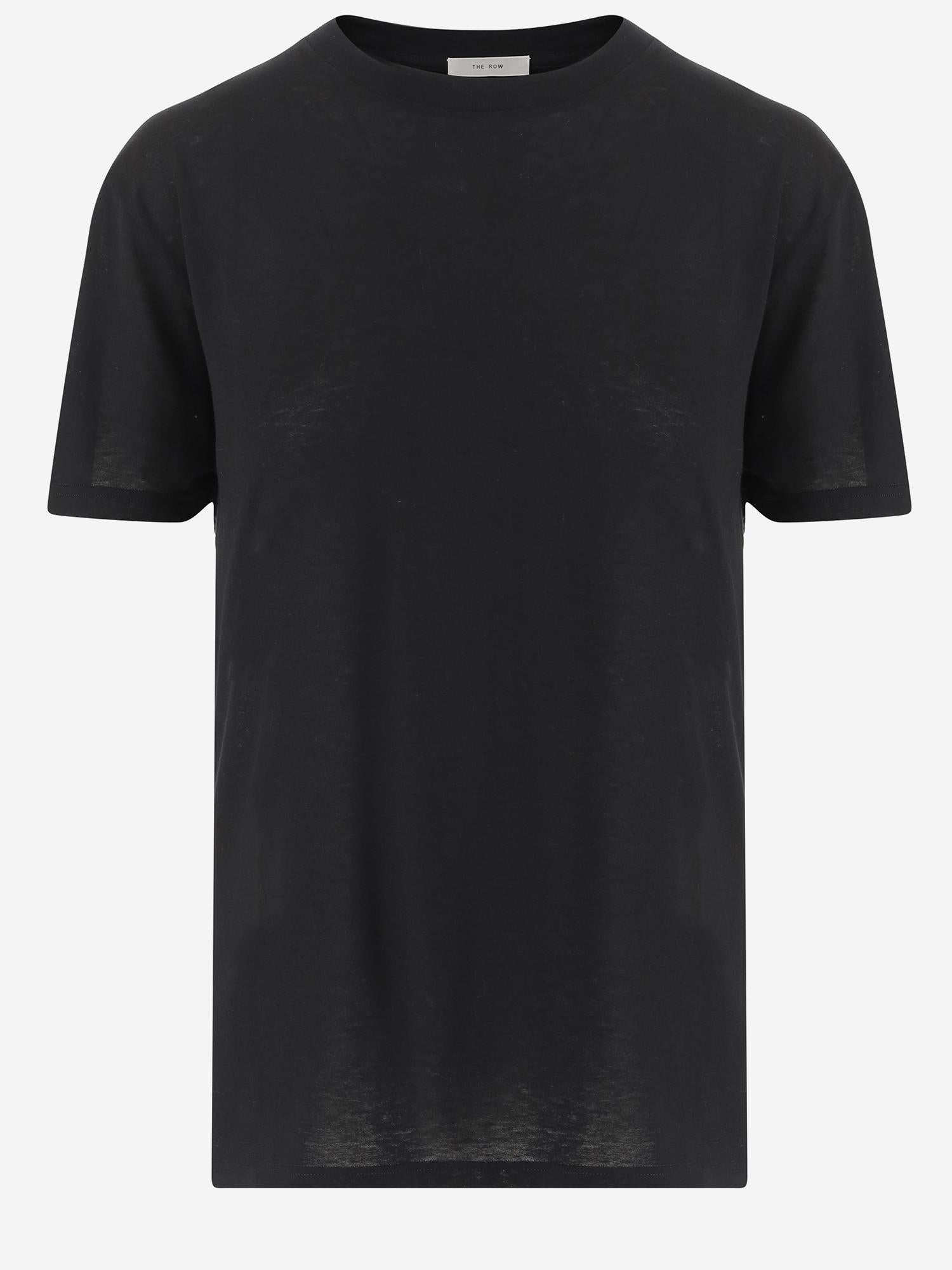 T-SHIRT SERATA IN COTONE E CASHMERE 10491K705 BLK THE ROW 