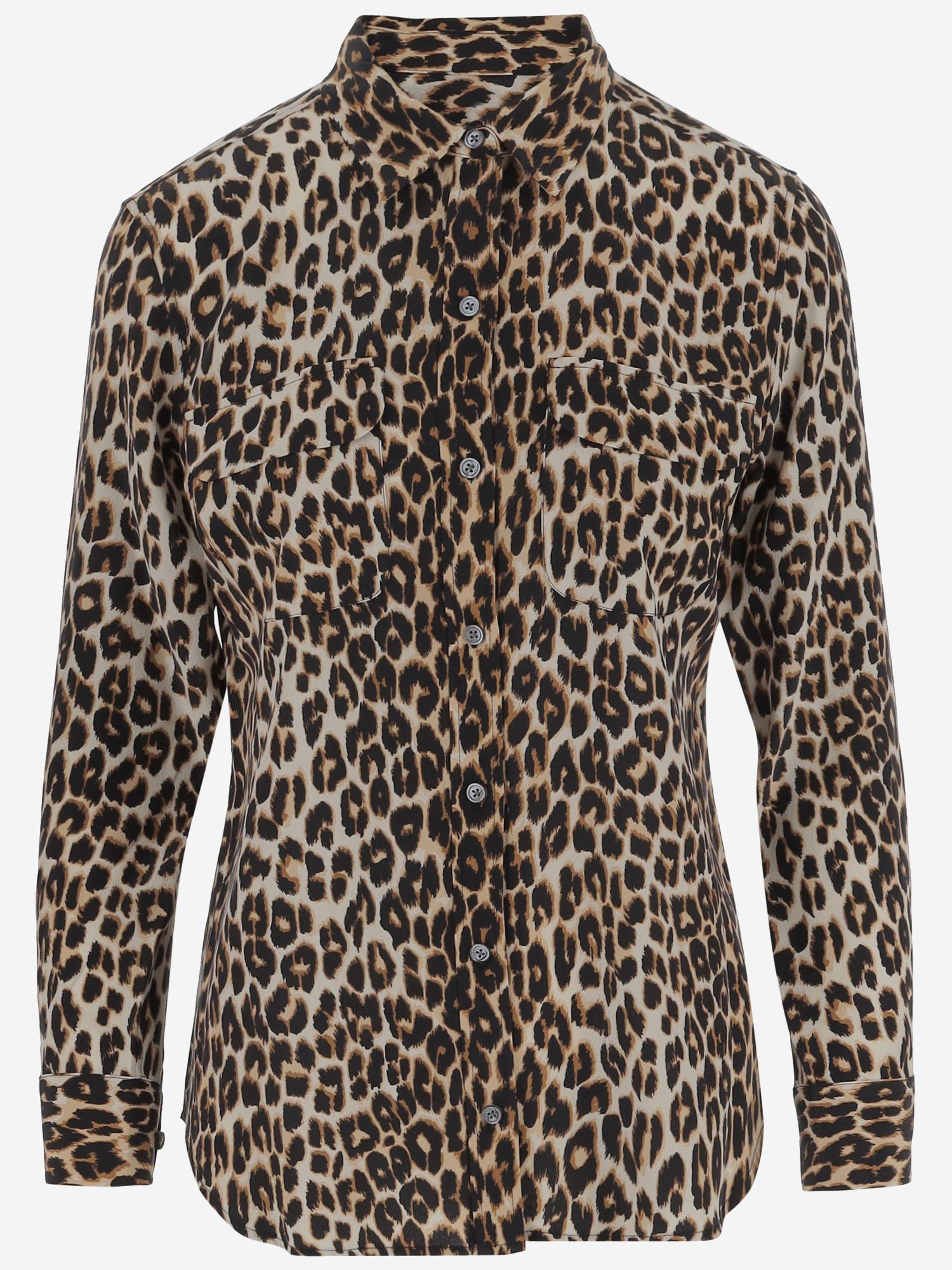 CAMICIA IN SETA CON MOTIVO ANIMALIER Q588E231 NATURAL EQUIPMENT 