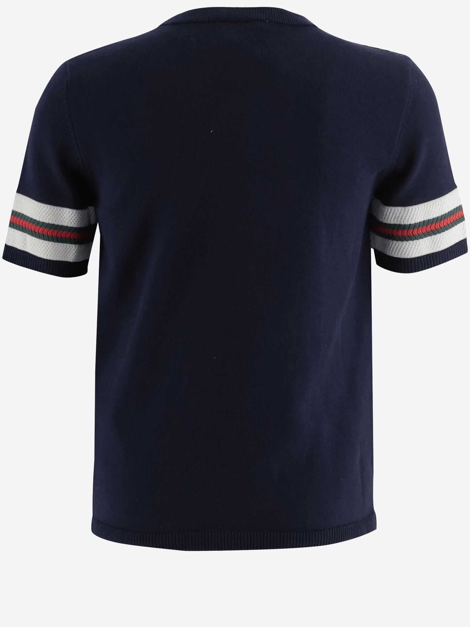 T-SHIRT IN COTONE CON BANDE A CONTRASTO 852806 XKFDC4044 GUCCI KIDS 