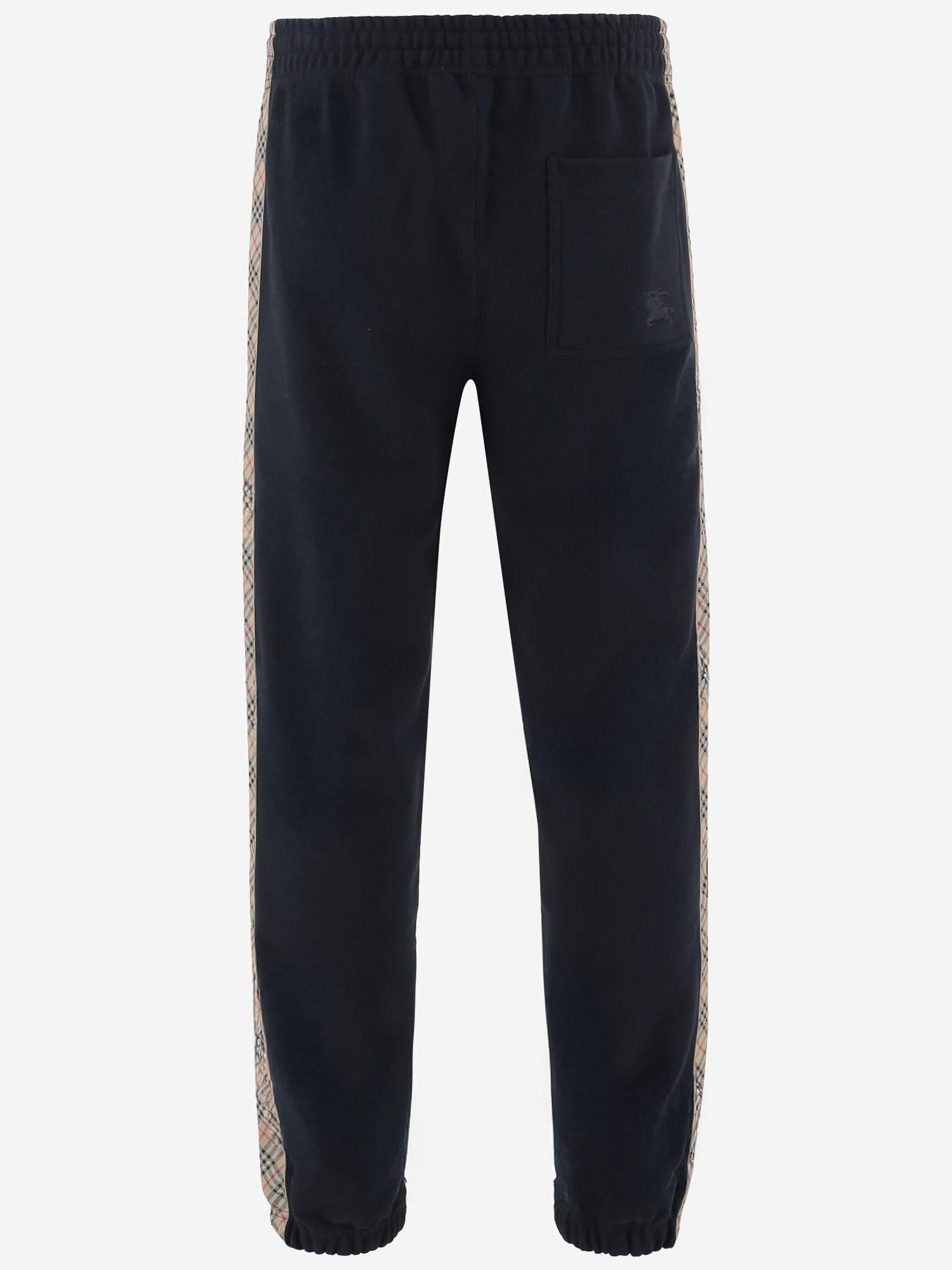 PANTALONI IN COTONE BURBERRY CHECK 8118995 NAVY BURBERRY 