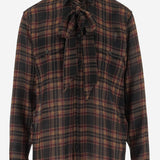 Camicia lavallière CASSANDRE  in lana tartan 838891 Y26ZA6703 SAINT LAURENT 