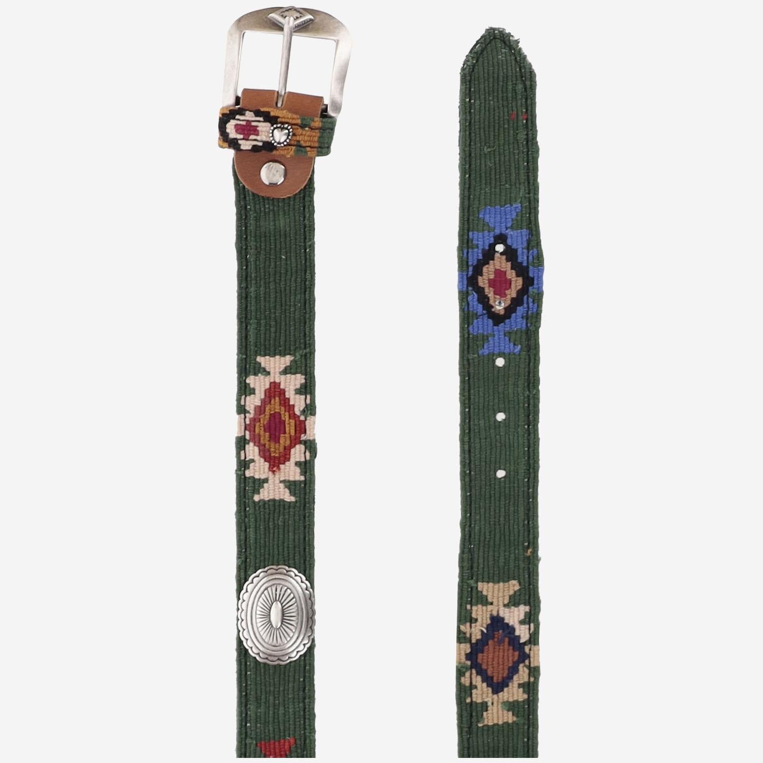 CINTURA IN PELLE E TESSUTO AZTECA ARMYGREEN WAITZ 