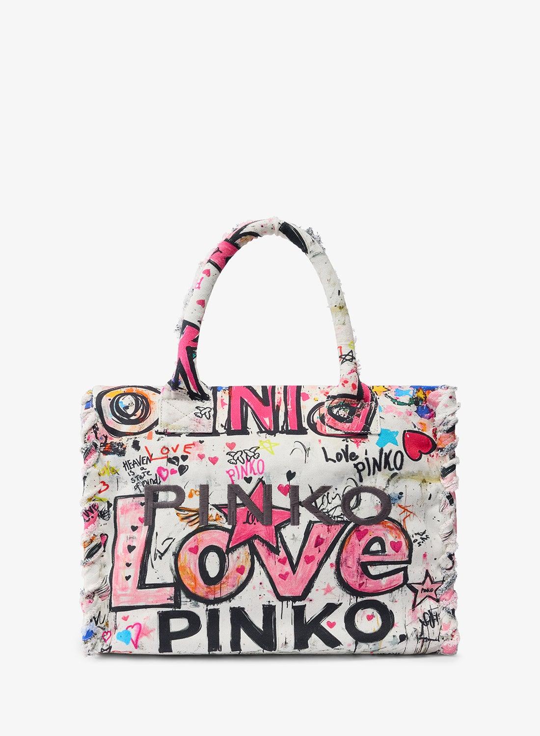 BORSA SHOPPER IN COTONE CON LOGO 106673 A3B6ZW0Q PINKO 