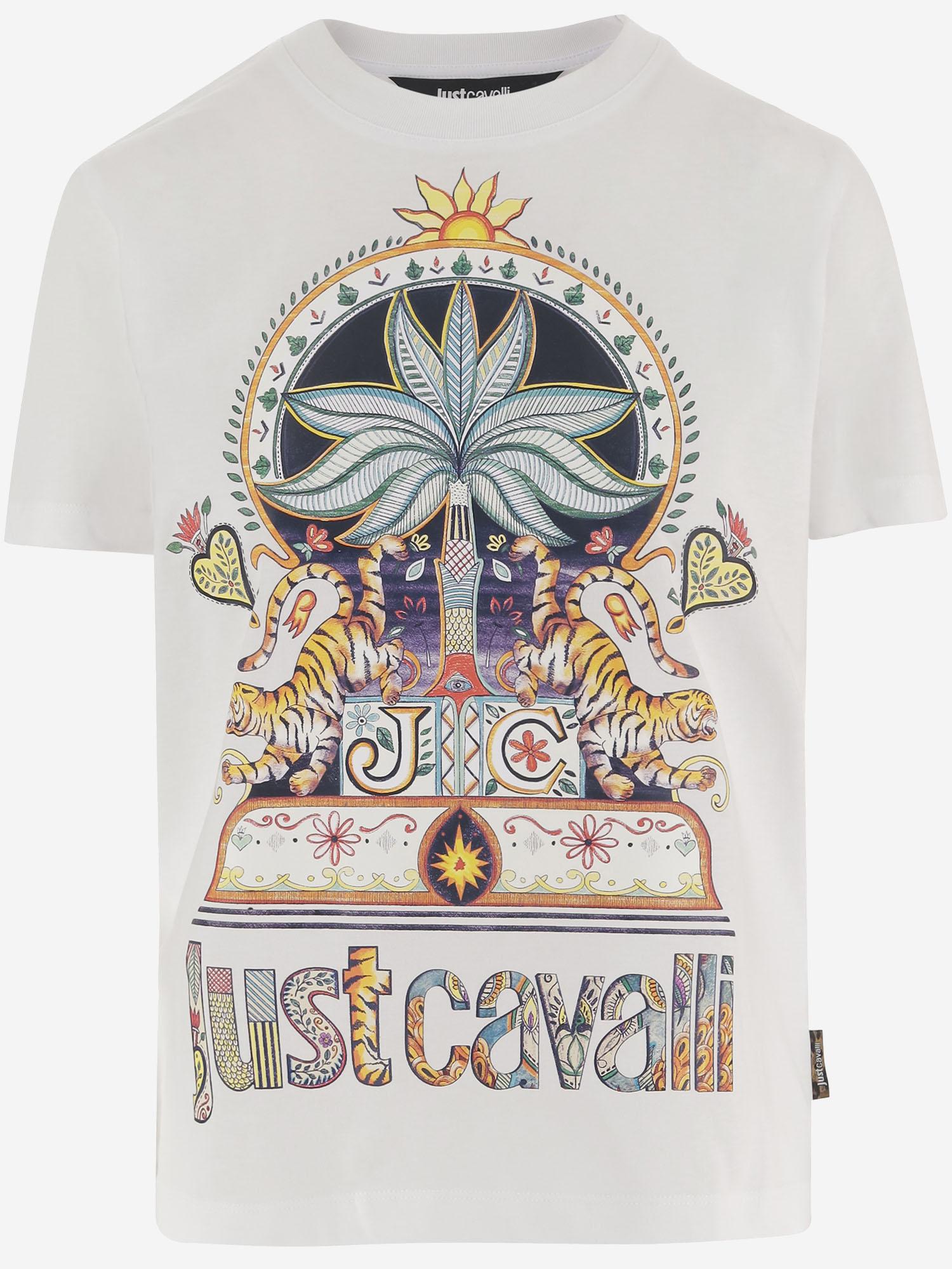 T-SHIRT IN COTONE CON MAXI STAMPA 80PAHT24 CJ500003 JUST CAVALLI 