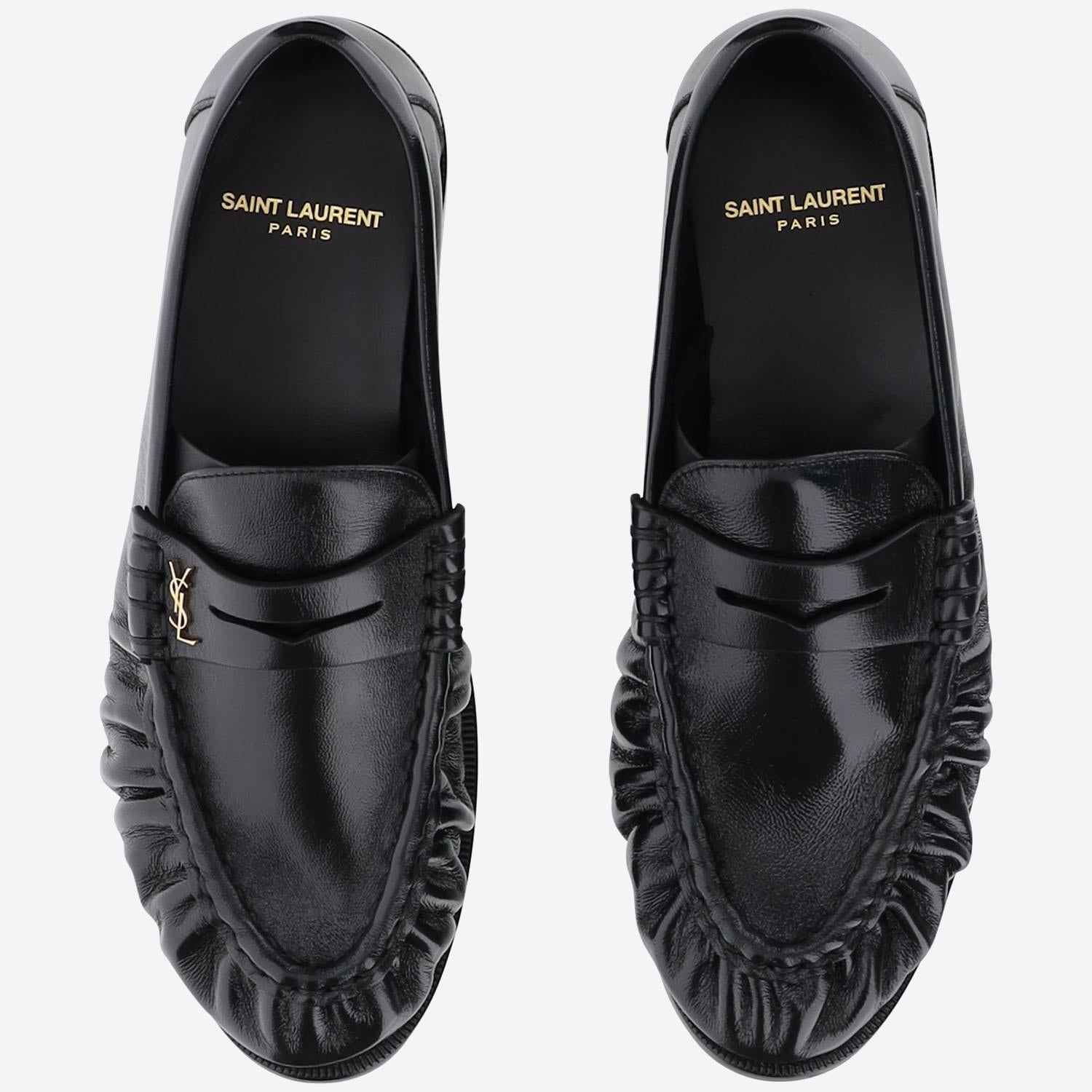 MOCASSINI LE LOAFER IN PELLE LUCIDA 766876 AA00K1000 SAINT LAURENT 