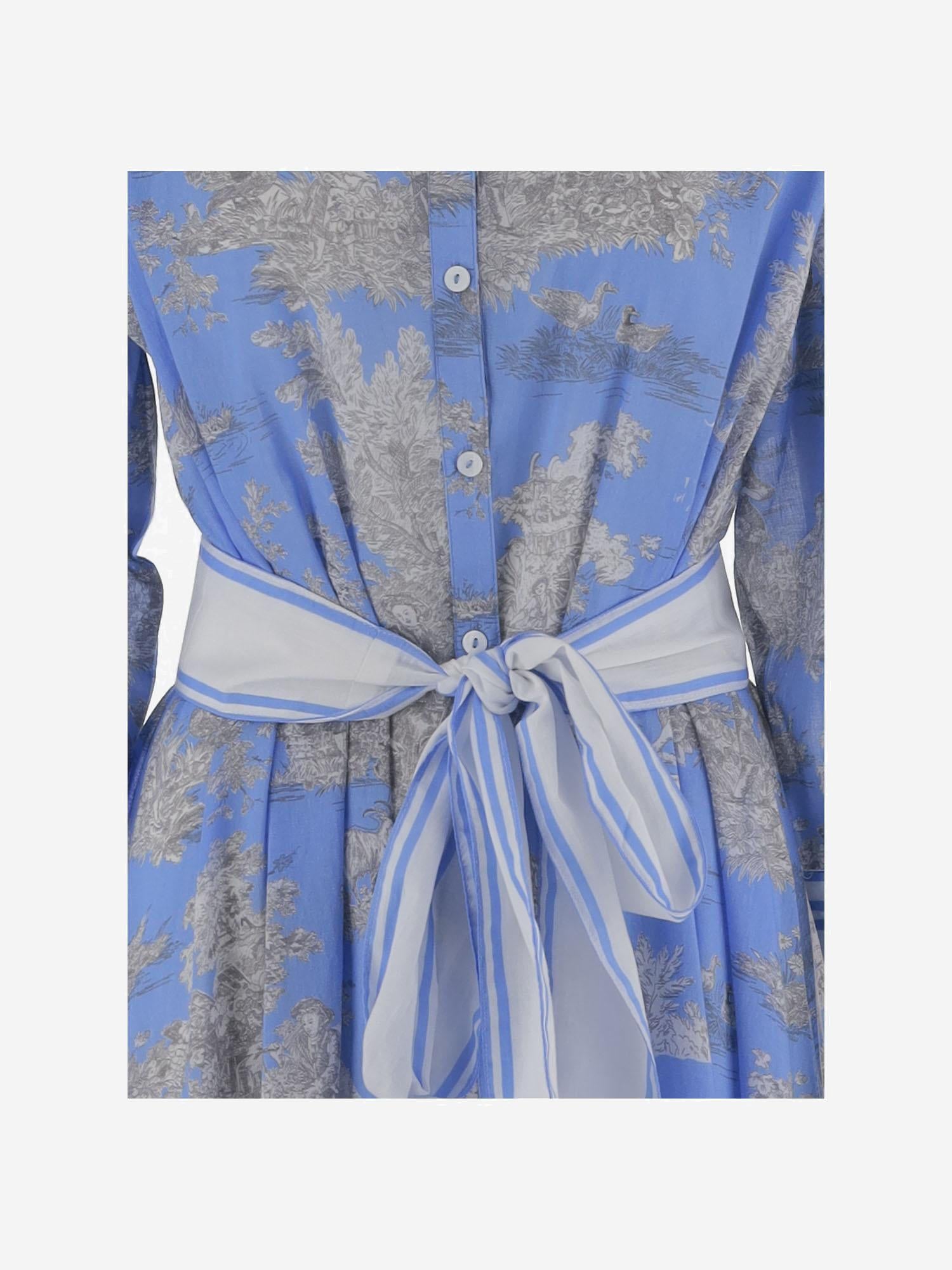 ABITO IN COTONE CON MOTIVO floreale NEWTOILE 03BLUEGREY PEPS CANNES 
