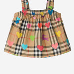 TOP IN COTONE CON MOTIVO CHECK E STAMPA CUORI 8121305 SANDIPPAT BURBERRY KIDS 