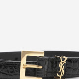 CINTURA IN PELLE GOFFRATA COCCODRILLO 554465 DND0J1000 SAINT LAURENT 