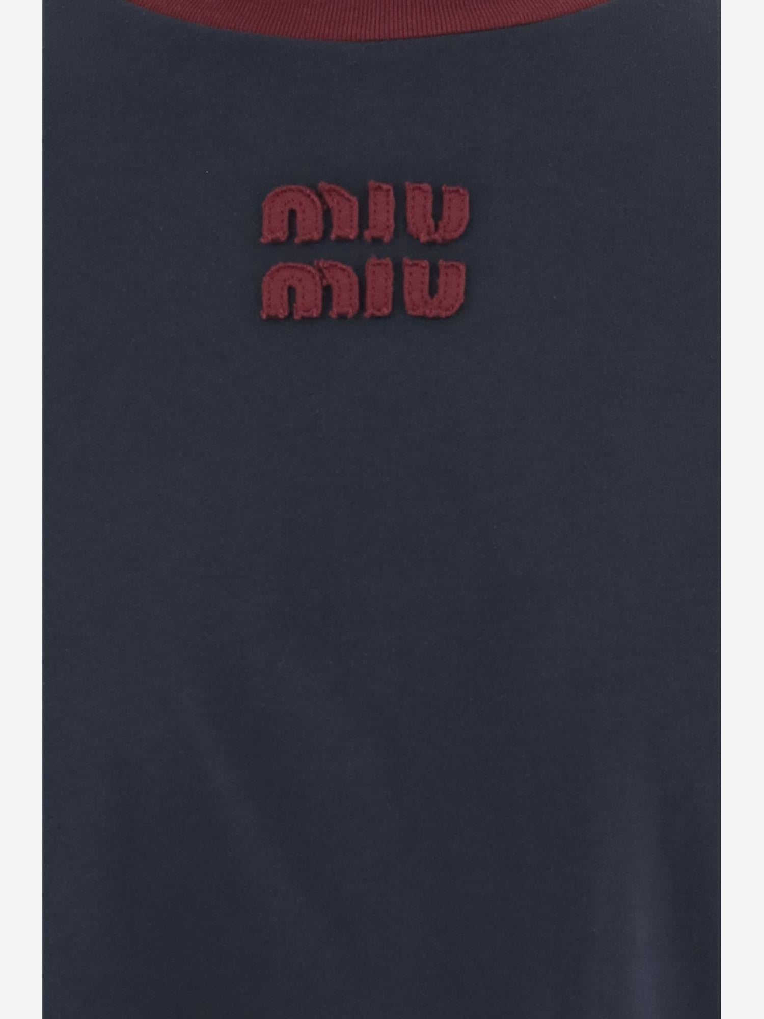 Maglia in cotone con logo MJLA31 1841F0X58 MIU MIU 