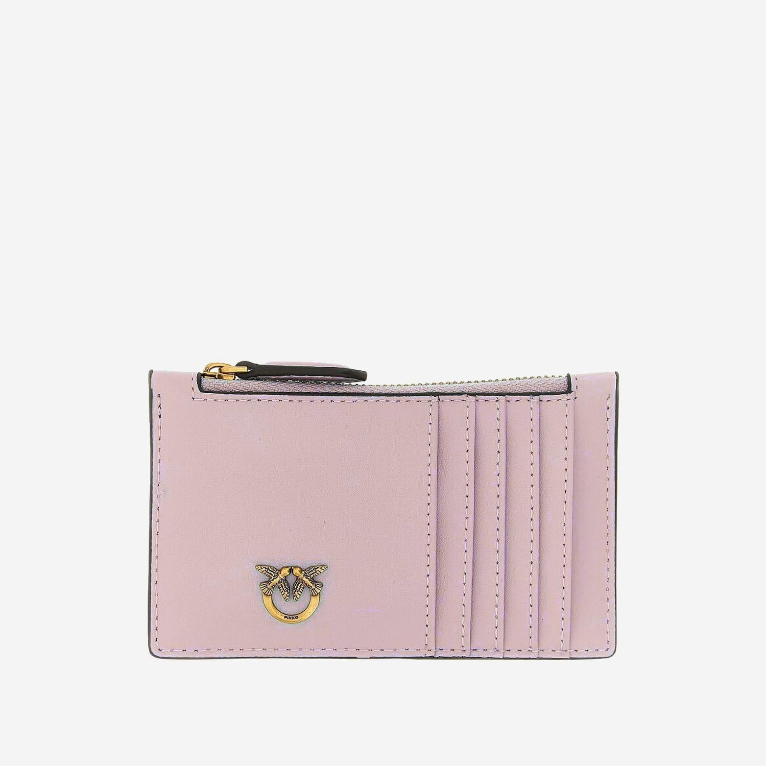 PORTA CARTE LOVE BIRDS IN PELLE 100251 A0F1P26Q PINKO 