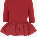 MAGLIONE A COSTINE CON FONDO CON RUCHE IN LANA E FAILLE KN2738040 314R PATOU 
