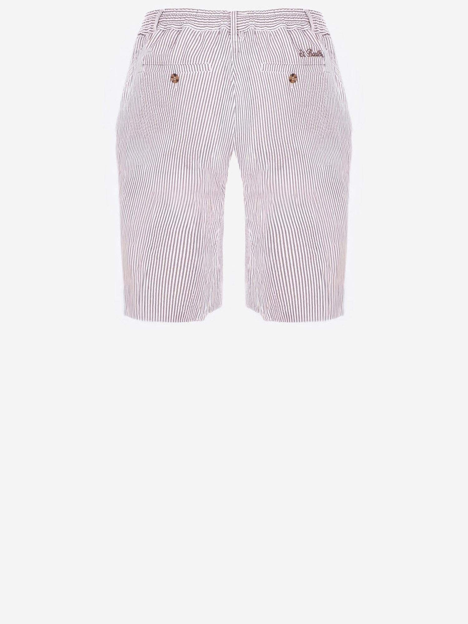PANTALONI CORTI IN COTONE A RIGHE ISC0001 00972L MC2 SAINT BARTH 