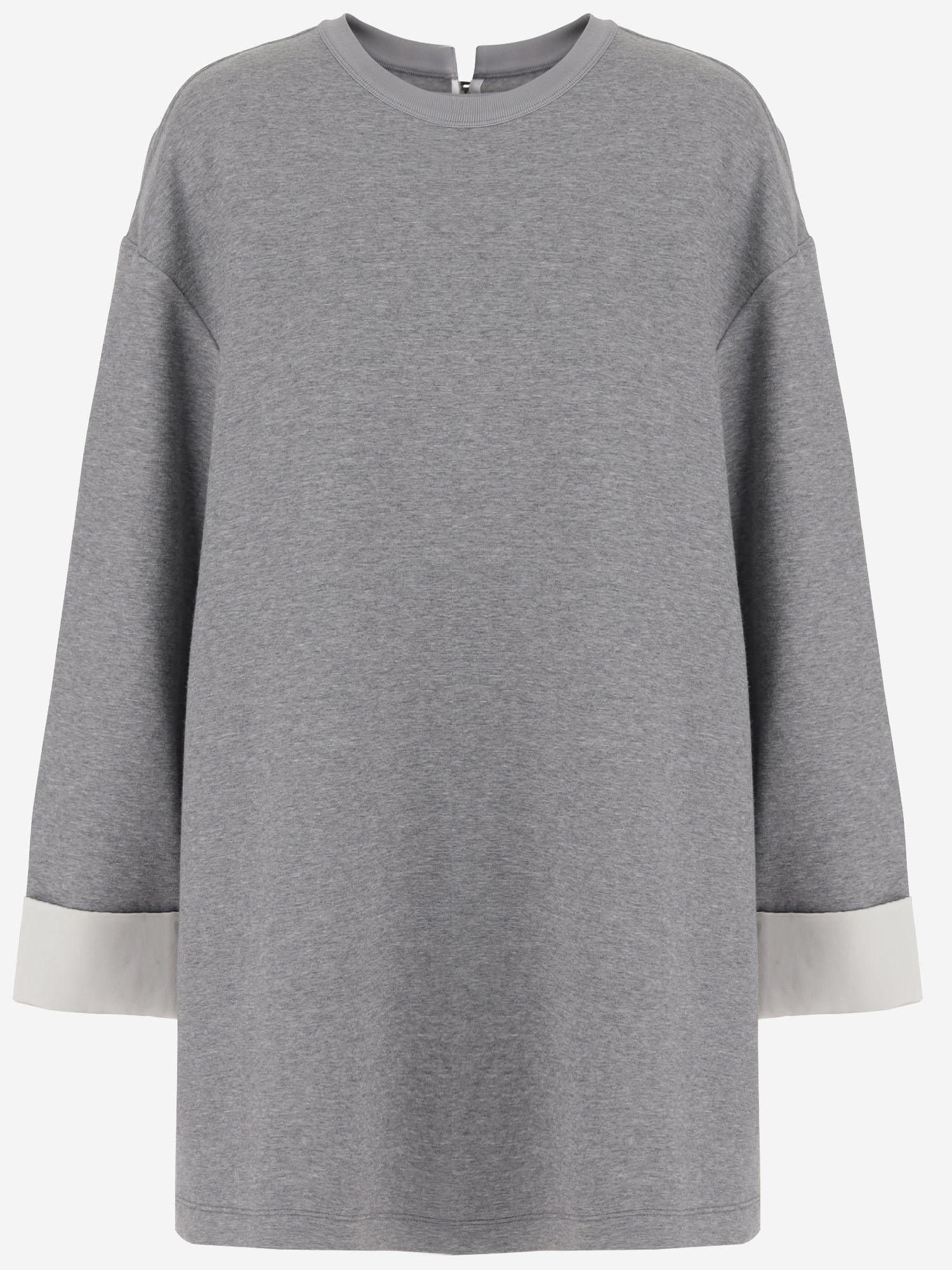 FELPA IN MISTO COTONE CON POLSINI A CONTRASTO 6252K21066 LIGHTGREYMELANGE CARVEN 