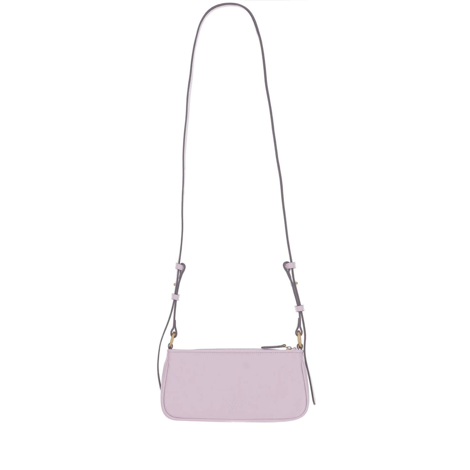 BORSA MINI HALF MOON BAGUETTE IN PELLE CON LOGO 105069 A0QOP26Q PINKO 