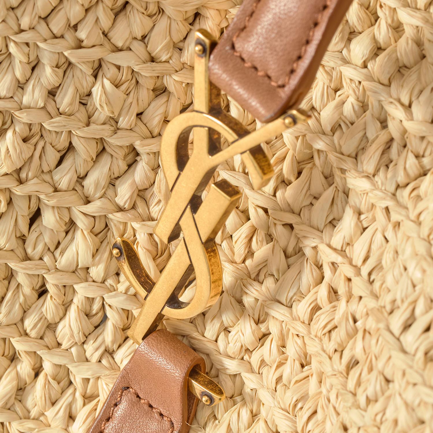 BORSA LE 5 À 7 IN RAFIA E PELLE 823812 GAAEZ2791 SAINT LAURENT 