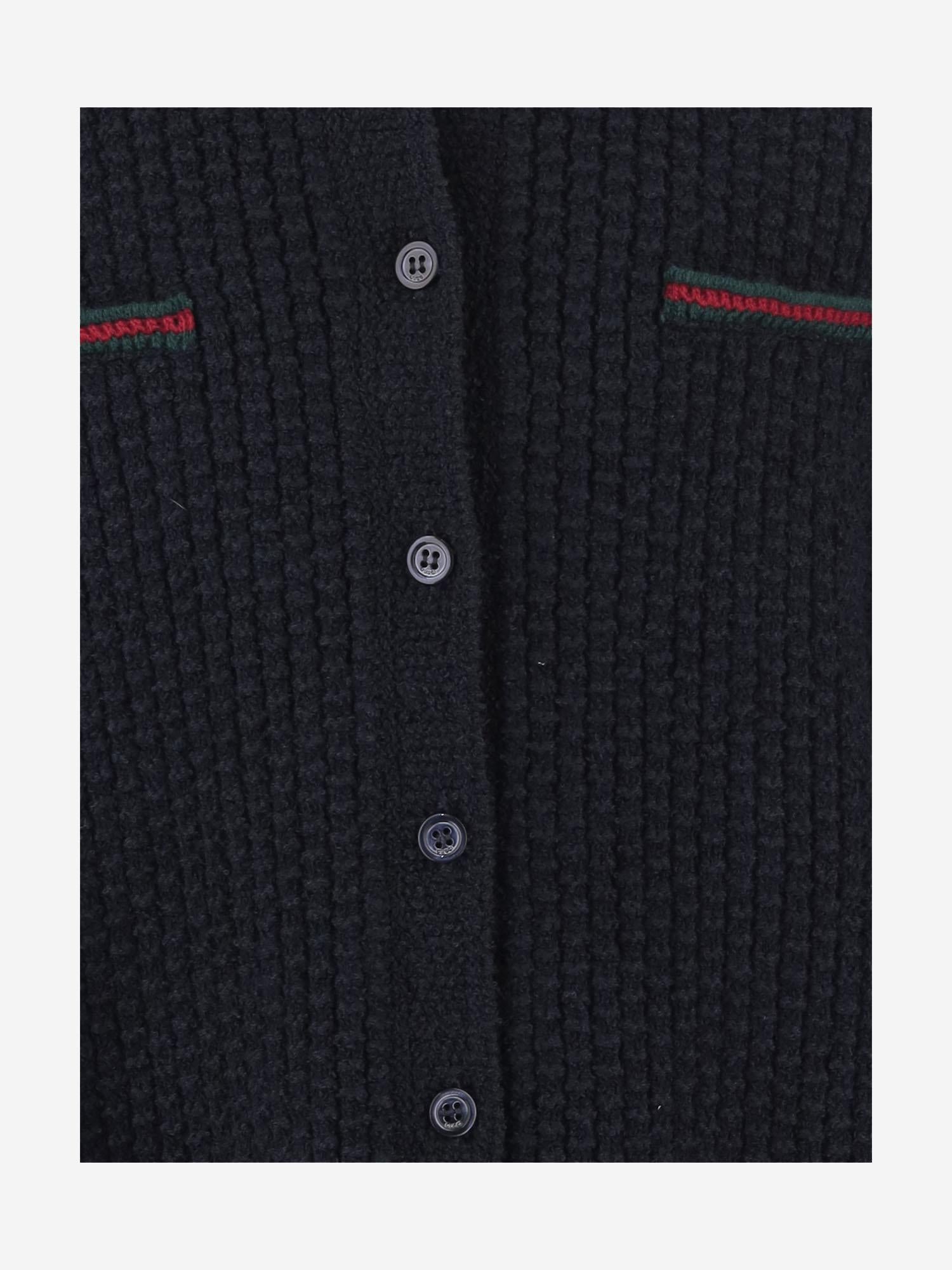 CARDIGAN IN MISTO COTONE E LANA CON DETTAGLI WEB 828452 XKEZ54180 GUCCI KIDS 