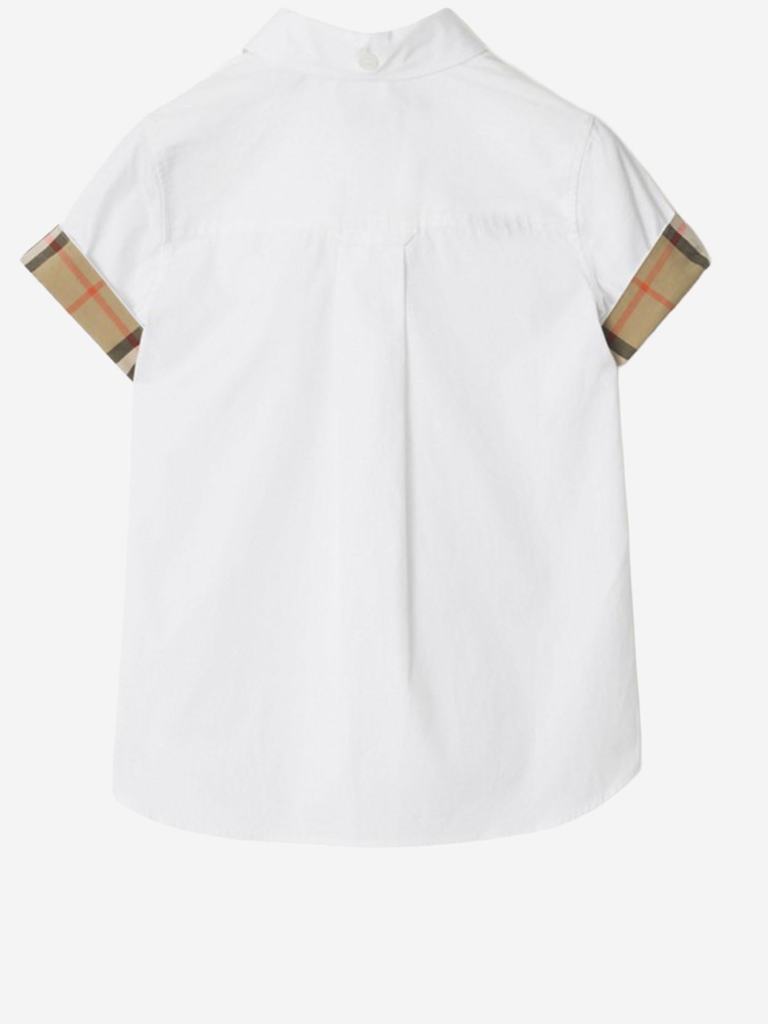 CAMICIA IN COTONE CON MOTIVO CHECK 8117167 WHITE BURBERRY KIDS 