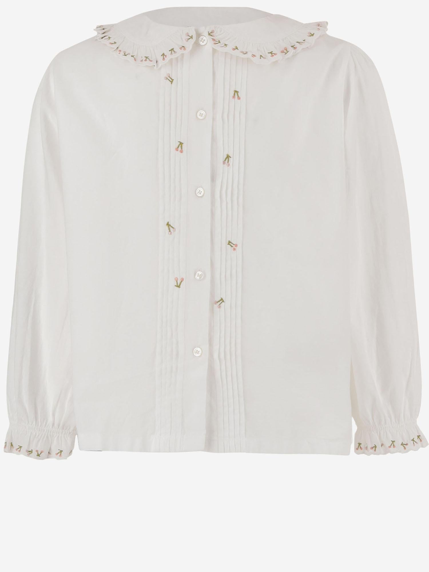 CAMICIA IN COTONE CON DETTAGLI RICAMATI W05GBLW00018 102 BONPOINT KIDS 