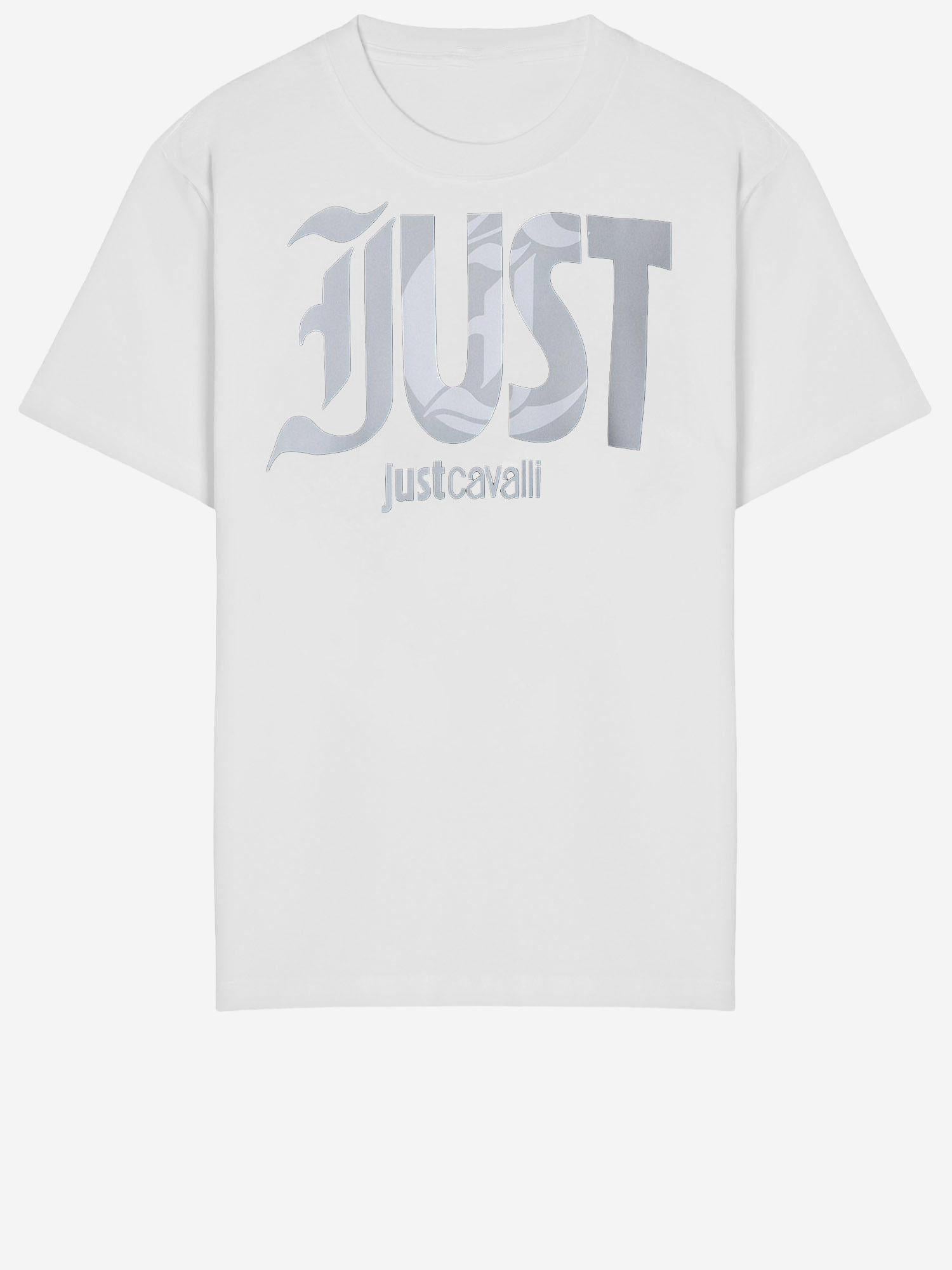 T-SHIRT IN COTONE CON STAMPA LOGO 80OAHT28 CJ500004 JUST CAVALLI 