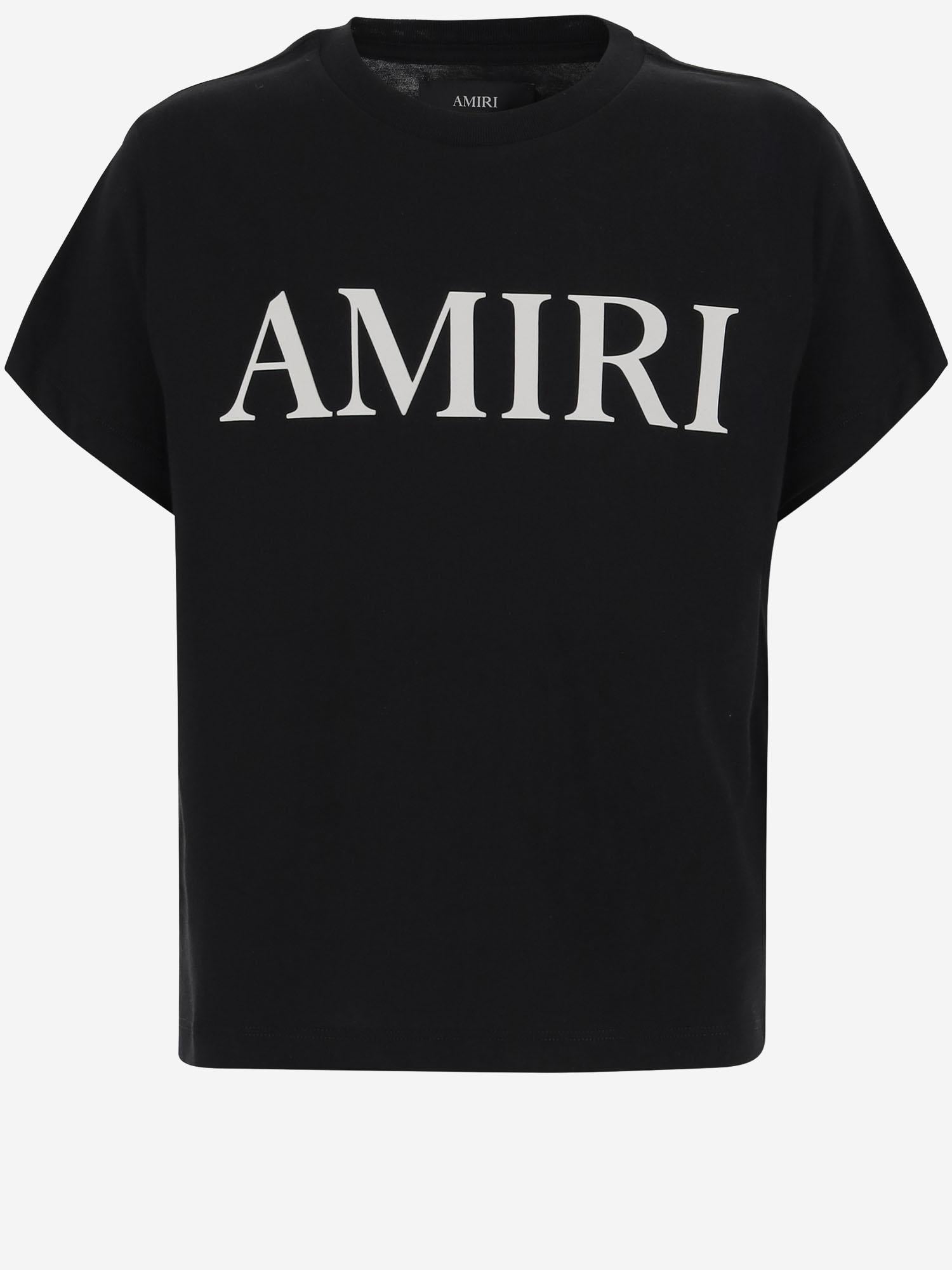 T-SHIRT IN COTONE CON STAMPA LOGO AKJYTE 1013Black AMIRI KIDS 