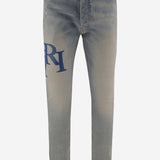 JEANS IN COTONE STRETCH CON LOGO AMDNSY 1114AntiqueIndigoBlue AMIRI 