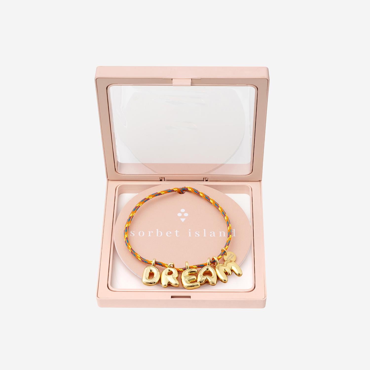 BRACCIALE IN TESSUTO E METALLO BUBBLELETTERSGOLDPLATED DREAM SORBET ISLAND 