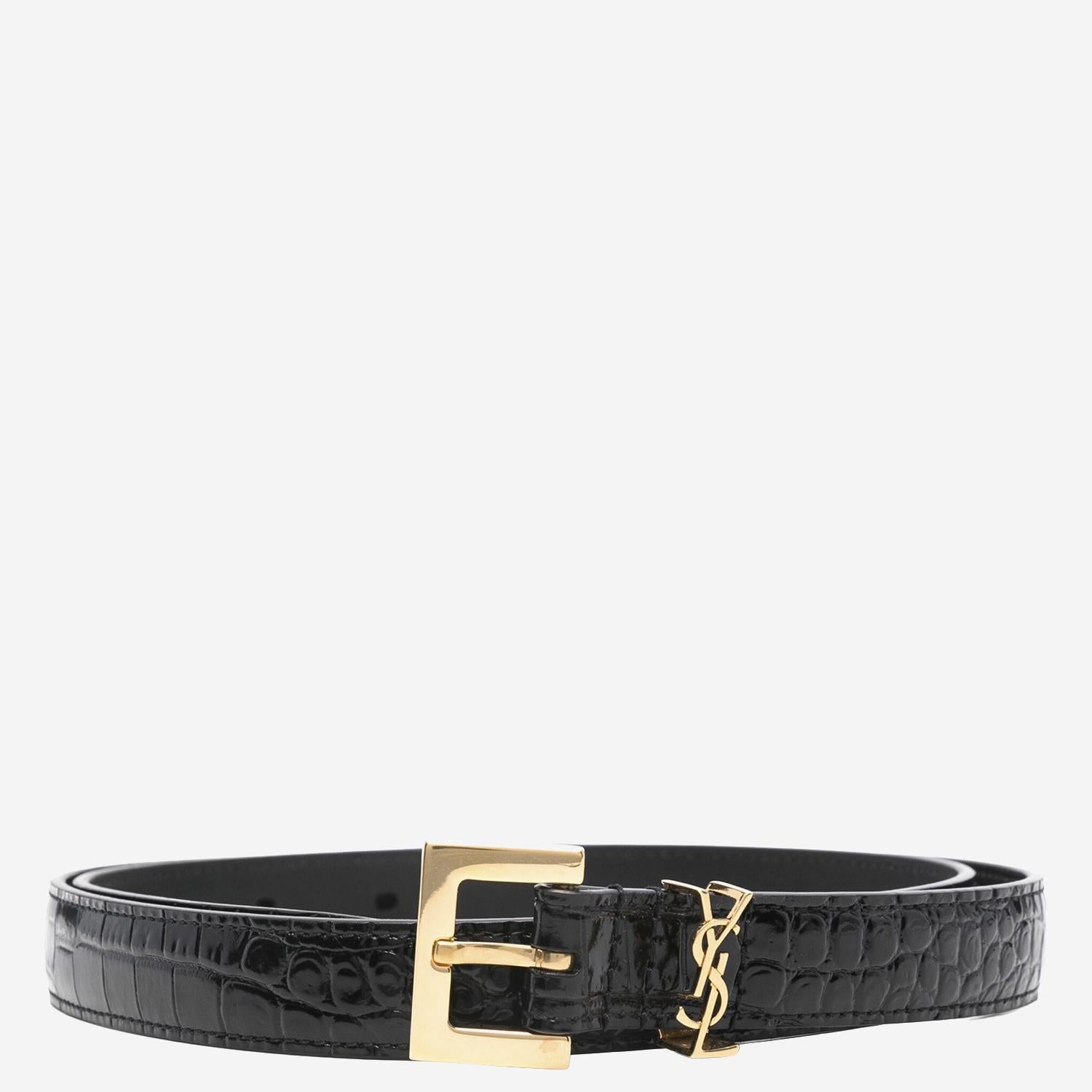CINTURA IN PELLE GOFFRATA COCCODRILLO 554465 DND0J1000 SAINT LAURENT 